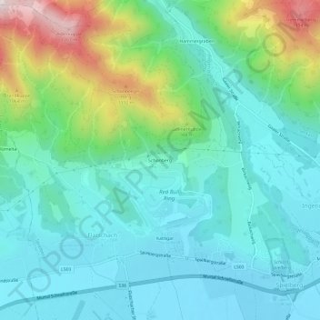 Topografische Karte Schönberg, Höhe, Relief