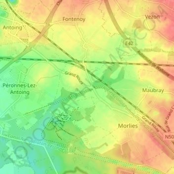 Topografische Karte Vezonchaux, Höhe, Relief