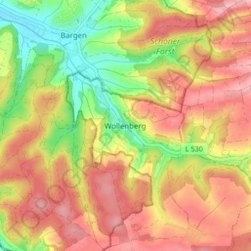 Topografische Karte Wollenberg, Höhe, Relief