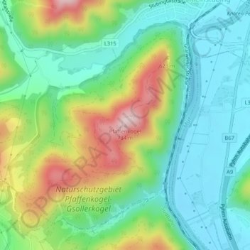 Topografische Karte Pfaffenkogel, Höhe, Relief
