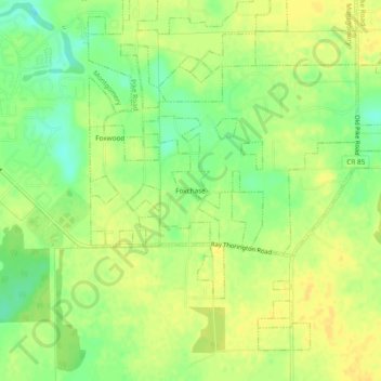 Topografische Karte Foxchase, Höhe, Relief