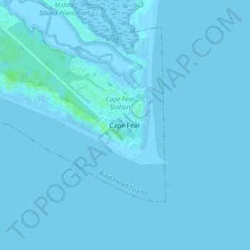 Topografische Karte Cape Fear, Höhe, Relief
