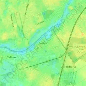 Topografische Karte Seehof, Höhe, Relief