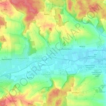 Topografische Karte Schlipps, Höhe, Relief