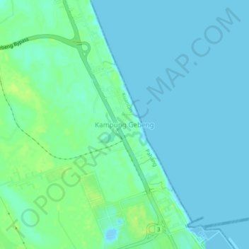 Topografische Karte Kampung Gebeng, Höhe, Relief