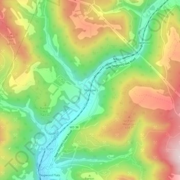 Topografische Karte Moscow, Höhe, Relief