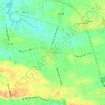 Topografische Karte Pombiray, Höhe, Relief