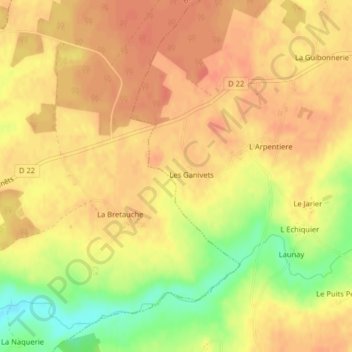 Topografische Karte Le Pre, Höhe, Relief