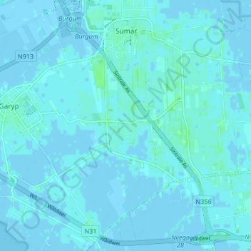Topografische Karte Sumarreheide, Höhe, Relief