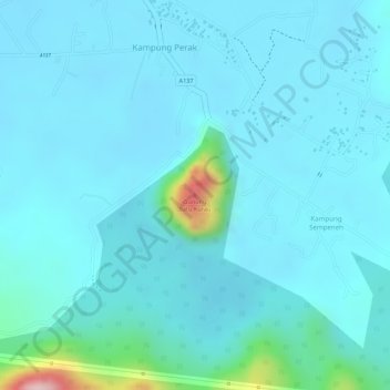 Topografische Karte Gunung Batu Kurau, Höhe, Relief