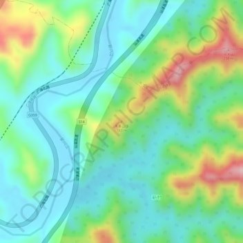 Topografische Karte 禾差山顶, Höhe, Relief