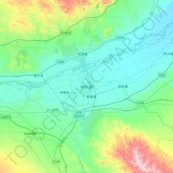 Topografische Karte 中宁县, Höhe, Relief