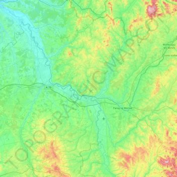 Topografische Karte La Loire, Höhe, Relief