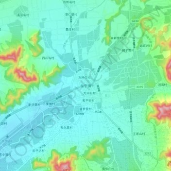 Topografische Karte 永宁镇, Höhe, Relief