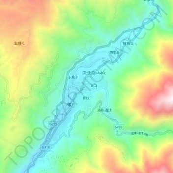 Topografische Karte 夏邛镇, Höhe, Relief