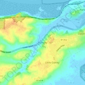 Topografische Karte Ramsey, Höhe, Relief