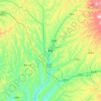 Topografische Karte 隰县, Höhe, Relief