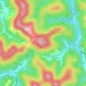 Topografische Karte Buck Knob, Höhe, Relief