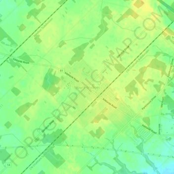 Topografische Karte Mount Brydges, Höhe, Relief