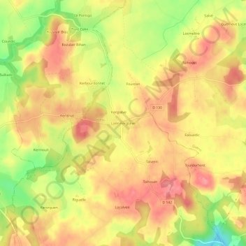 Topografische Karte Lann Kerglaive, Höhe, Relief