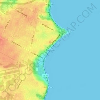 Topografische Karte Bohemia, Höhe, Relief