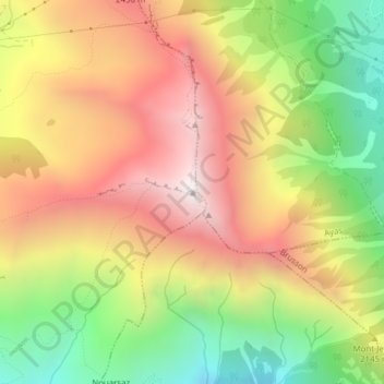 Topografische Karte Monte Zerbion, Höhe, Relief