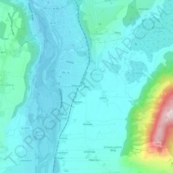 Topografische Karte Wetzl, Höhe, Relief