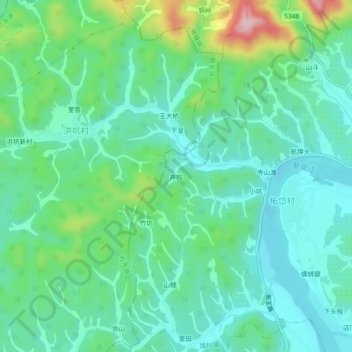 Topografische Karte 井坞, Höhe, Relief