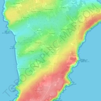 Topografische Karte Kerglintin, Höhe, Relief