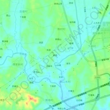 Topografische Karte 新西, Höhe, Relief