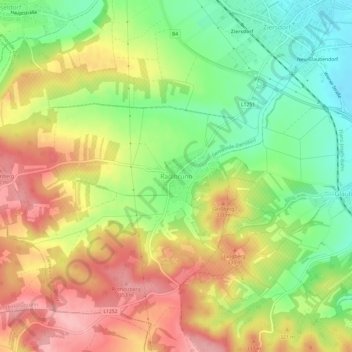 Topografische Karte Radlbrunn, Höhe, Relief