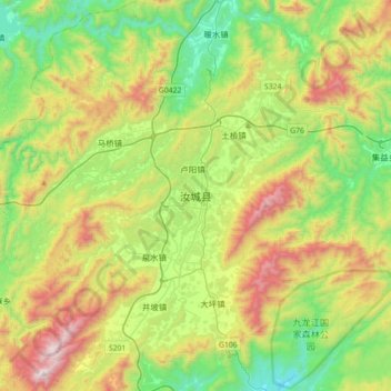 Topografische Karte 汝城县, Höhe, Relief