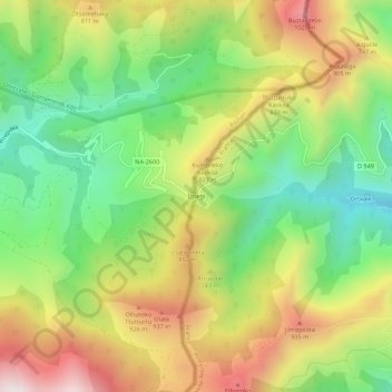 Topografische Karte Izpegi, Höhe, Relief