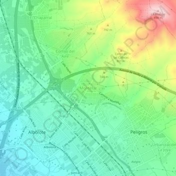 Topografische Karte Monteluz, Höhe, Relief