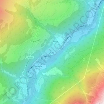 Topografische Karte Strada, Höhe, Relief