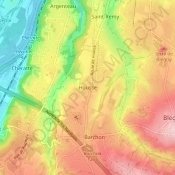 Topografische Karte Housse, Höhe, Relief