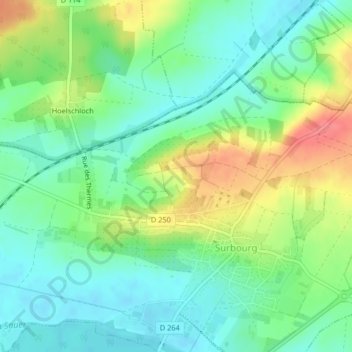 Topografische Karte Kleinen Berg, Höhe, Relief