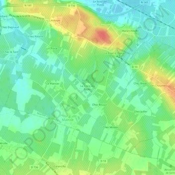 Topografische Karte La Croix des Sables, Höhe, Relief