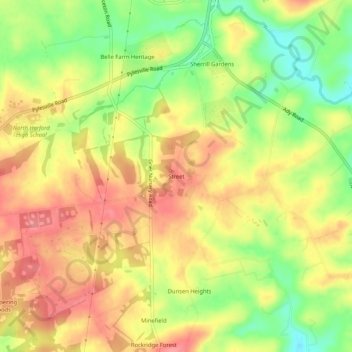 Topografische Karte Street, Höhe, Relief