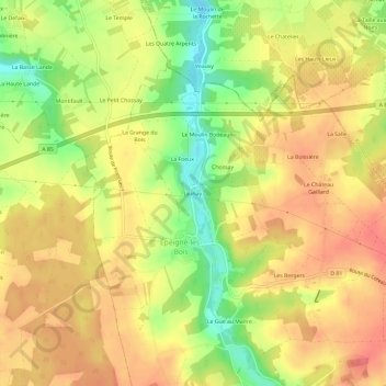 Topografische Karte Jaunay, Höhe, Relief