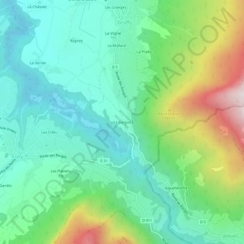 Topografische Karte La Gargue, Höhe, Relief