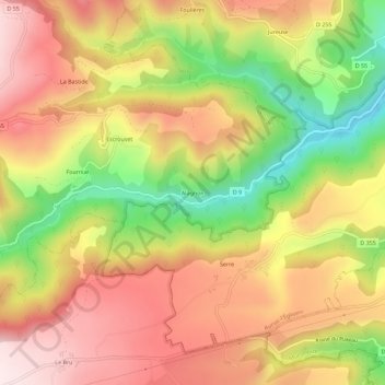 Topografische Karte Alagnon, Höhe, Relief