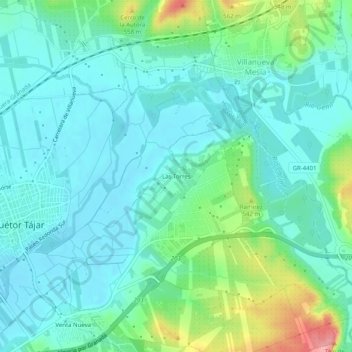 Topografische Karte Las Torres, Höhe, Relief