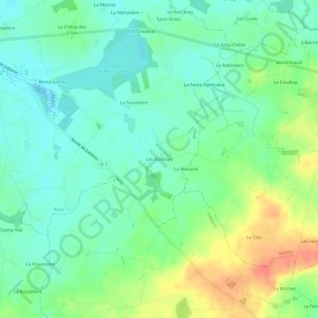 Topografische Karte Les Ecottays, Höhe, Relief