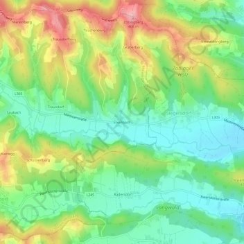 Topografische Karte Elxenbach, Höhe, Relief