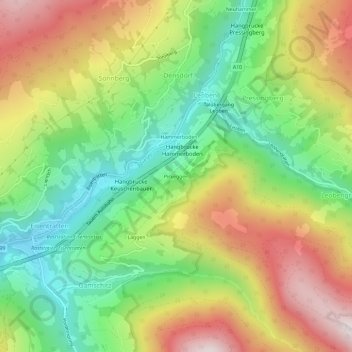 Topografische Karte Pirkeggen, Höhe, Relief
