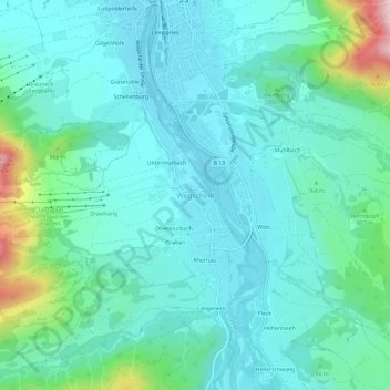 Topografische Karte Wegscheid, Höhe, Relief