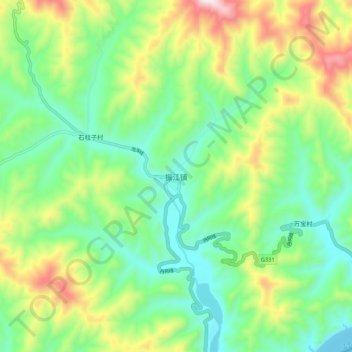 Topografische Karte 振江镇, Höhe, Relief