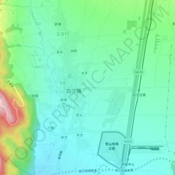 Topografische Karte 木都村, Höhe, Relief