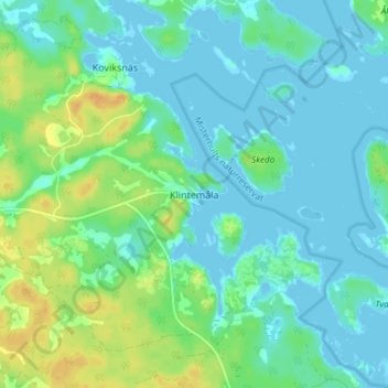 Topografische Karte Klintemåla, Höhe, Relief